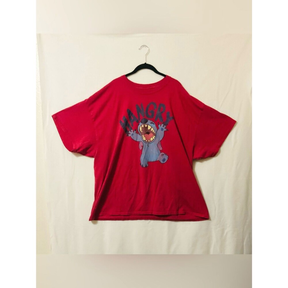 Disney Stitch Hangry Graphic Tee 3XL Red Heather Heathered Big&Tall Cotton Blend